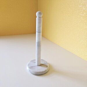 Vintage Freestanding Marble Stone Gray White Paper Towel Holder / Dispenser